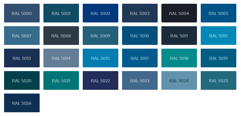 Codes couleur RAL - Teintes de bleu