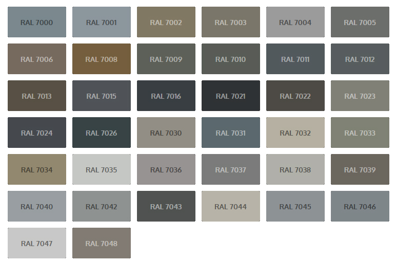 Codes couleur RAL - Teintes de gris