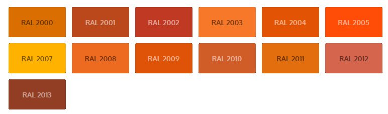 Codes Couleurs RAL - Teintes d'orange